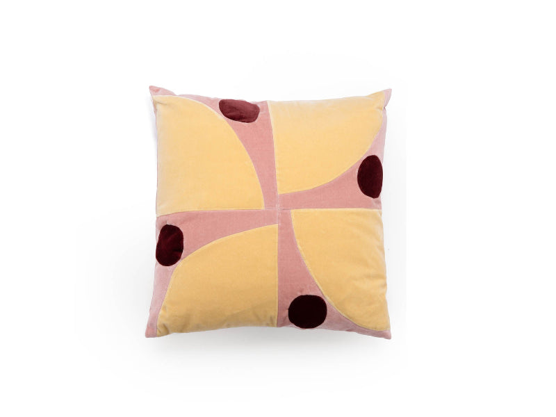 Josefine Velvet Cushion 40×40 cm · Pale Yellow/Pale Rose