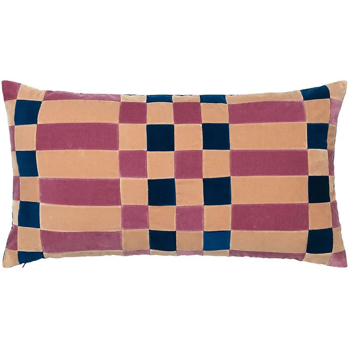 Christina Lundsteen, Nelly velvet cushion, 40x70 cm, Raspberry/Dark Blue