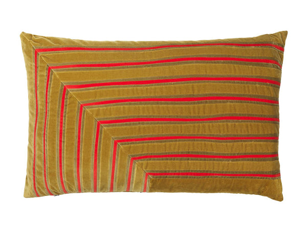 Lana Velvet Cushion 60×90 cm · Golden Olive/Willow/Tomato